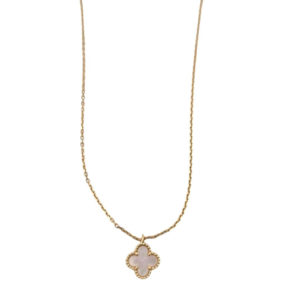 Van Cleef & Arpels 18K Yellow Gold Mother of Pearl Sweet Alhambra Necklace